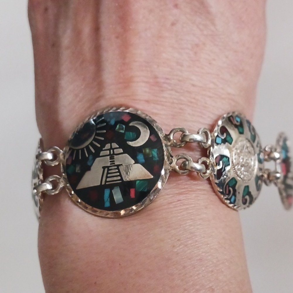 Mexican motives silvered bracelet